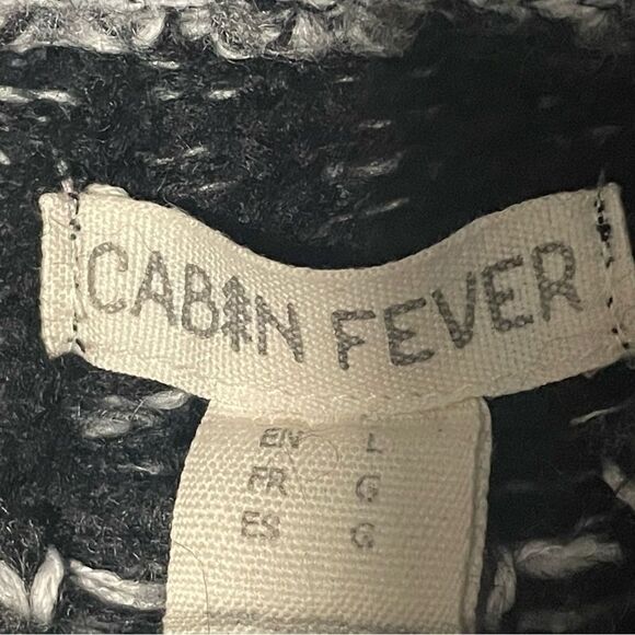 CABIN Fever acrylic sweater size large grey black white VGUC - Picture 3 of 5